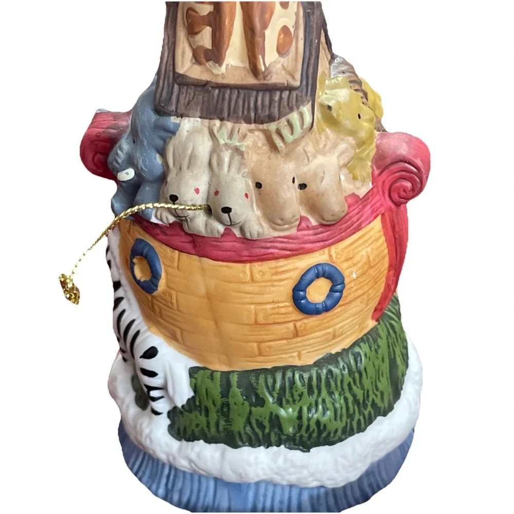 Noah's Ark Bell Christmas Holiday Ceramic Porcelain Decorative 5 1/2